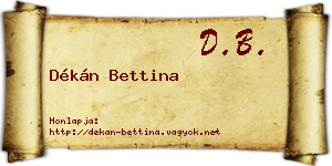 Dékán Bettina névjegykártya